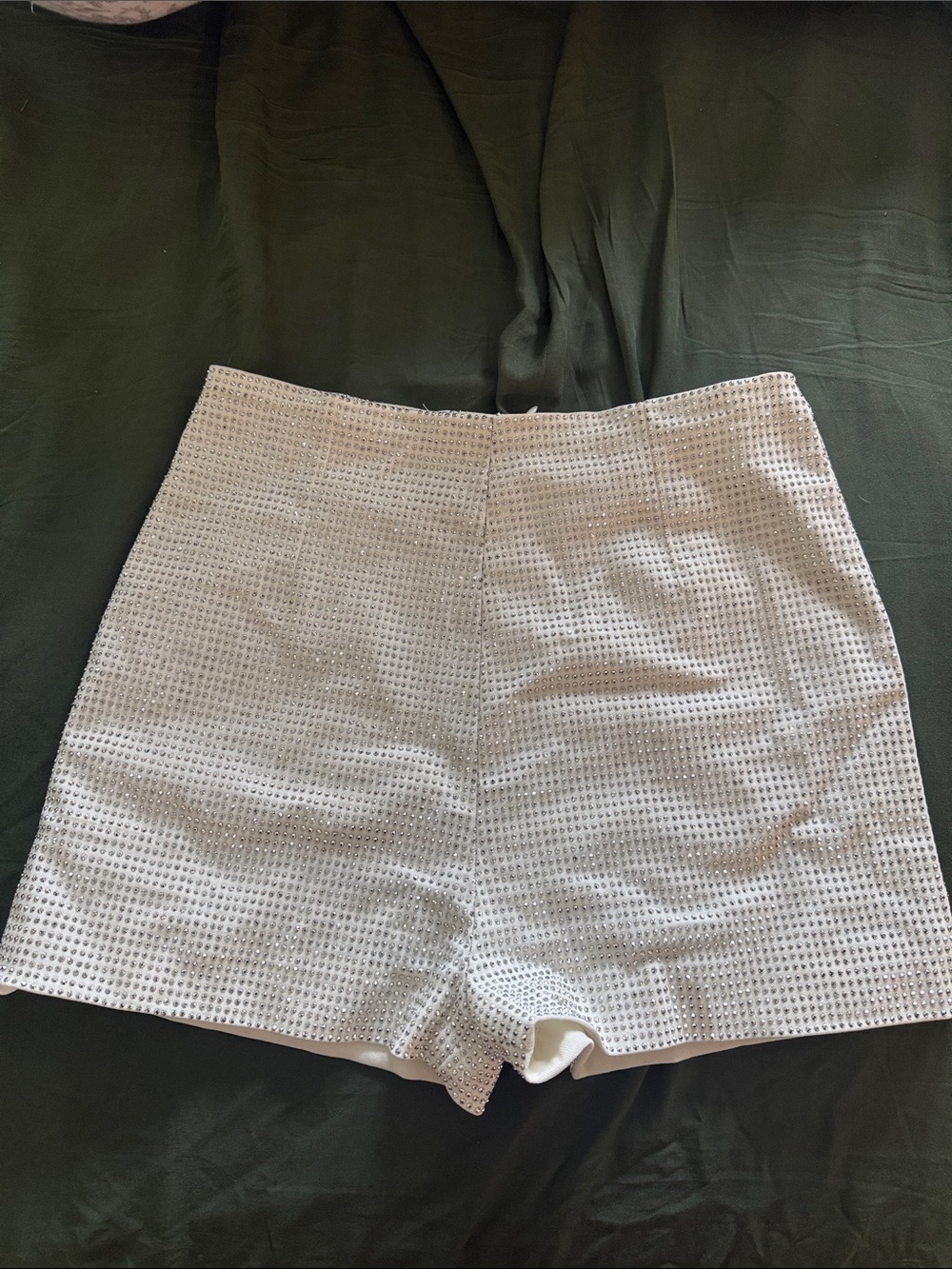 White rhinestone Women's High-Rise Shorts